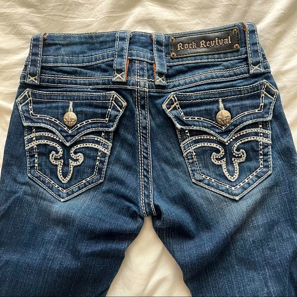 Rock Revival Denim - Rock revival bootcut jeans rhinestone butt
